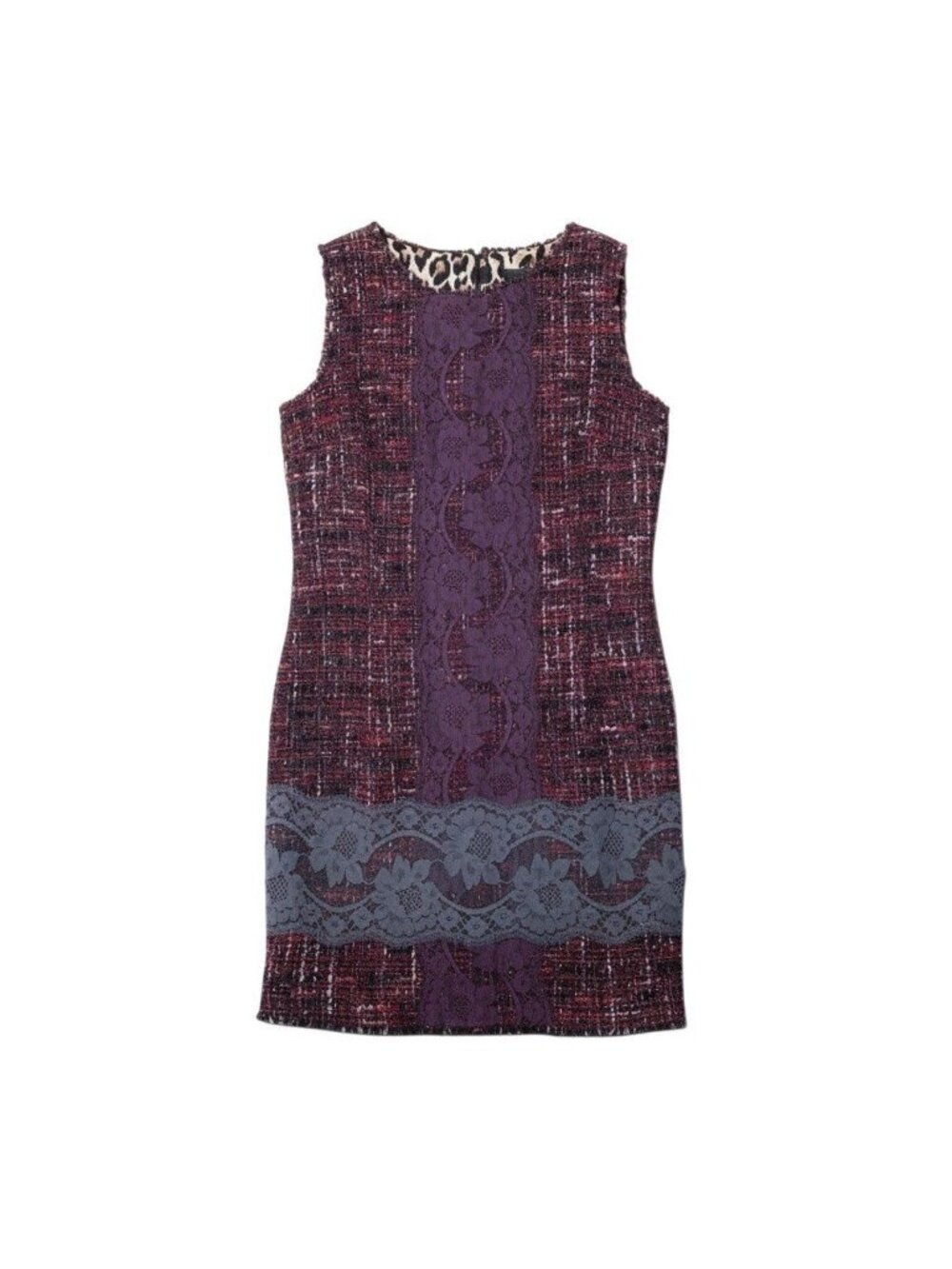 Dolce & Gabbana Tweed Sleeveless Dress Lace Decoration Multicolor 40